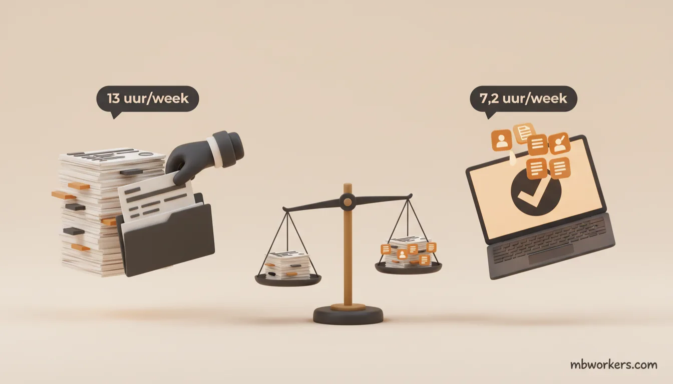 Visuele vergelijking handmatige versus geautomatiseerde administratieve processen met tijdsbesparing