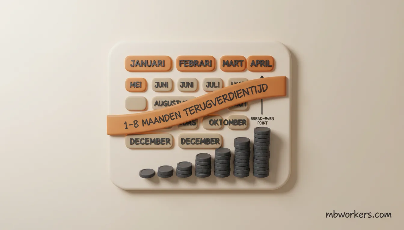 Tijdlijn met terugverdienperiode van automatisering-investering uitgespreid over maanden