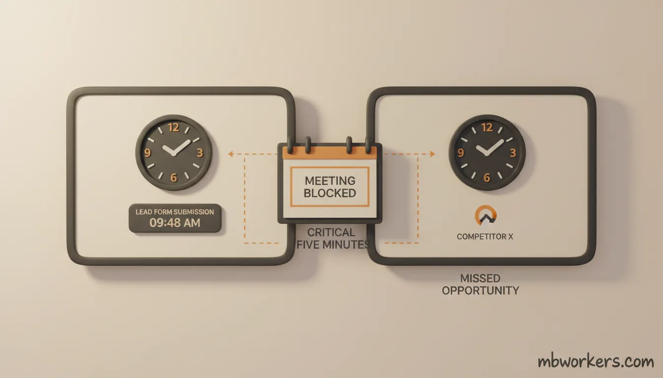 Visuele vergelijking: 5 minuten versus 30 minuten responstijd in B2B-leadopvolging